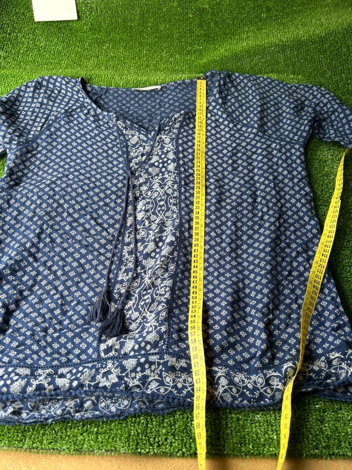 Blouse azul marinho vintage Armand Thierry tamanho 4, L / 100% viscose – photo 8